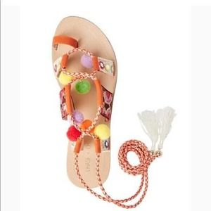 chase‎ + Chloe orange Simone lace up sandals Women's Size 11